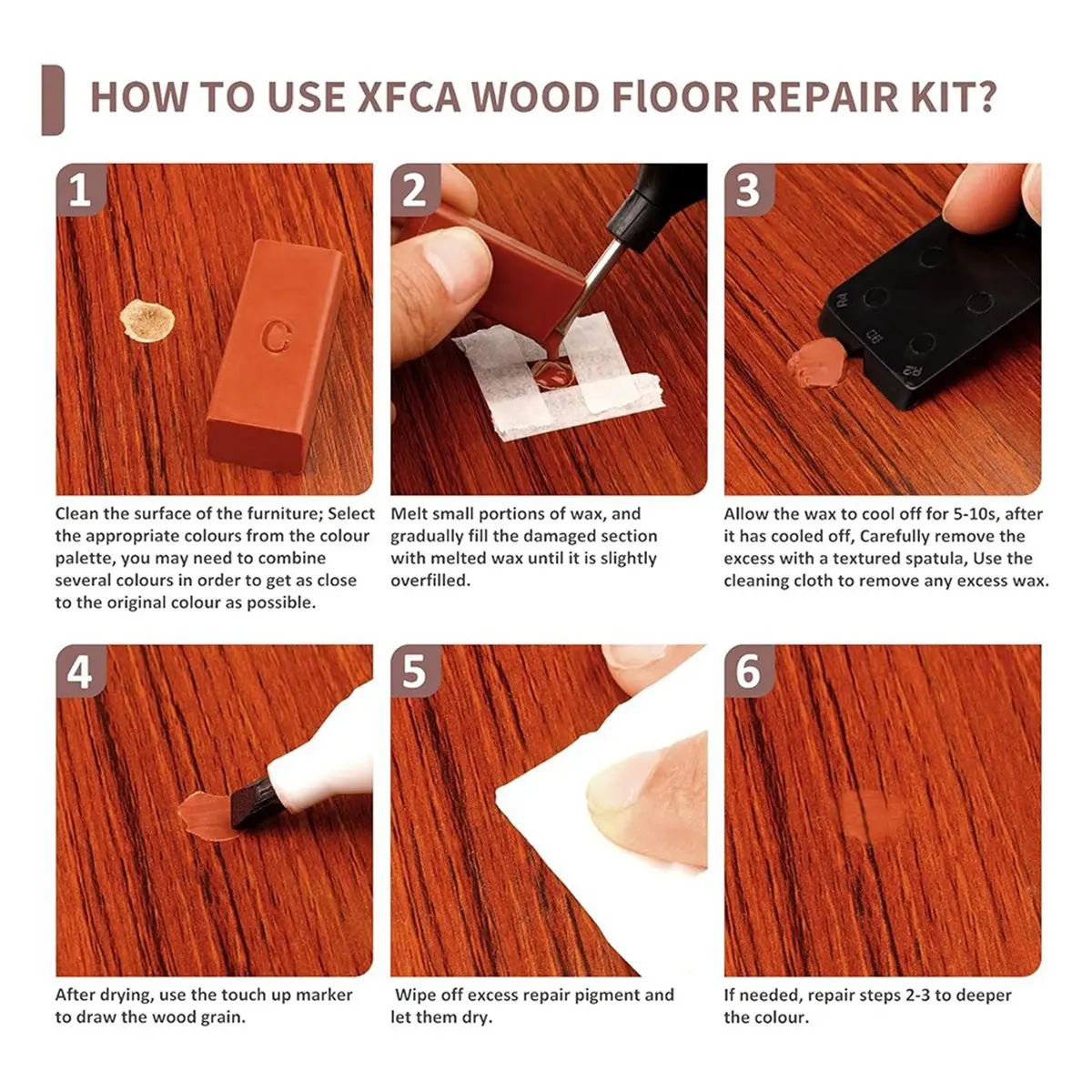 

KSOL Floor Repair Kit,Laminate Hardwood Vinyl Floor Repair Kit with Heat Pen DIY Manual Floor Furniture Touch Up Marker