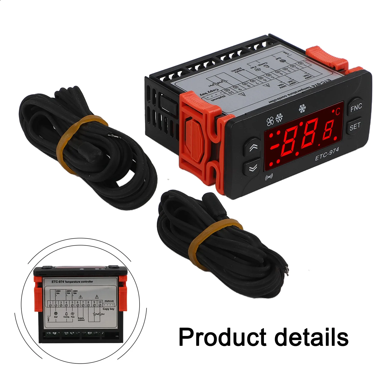 Temperature Measurement Device Digital Temperature Controller Accuracy 0.5 C Input 2 Sensors Length 77 * 34.5 * 58 Mm