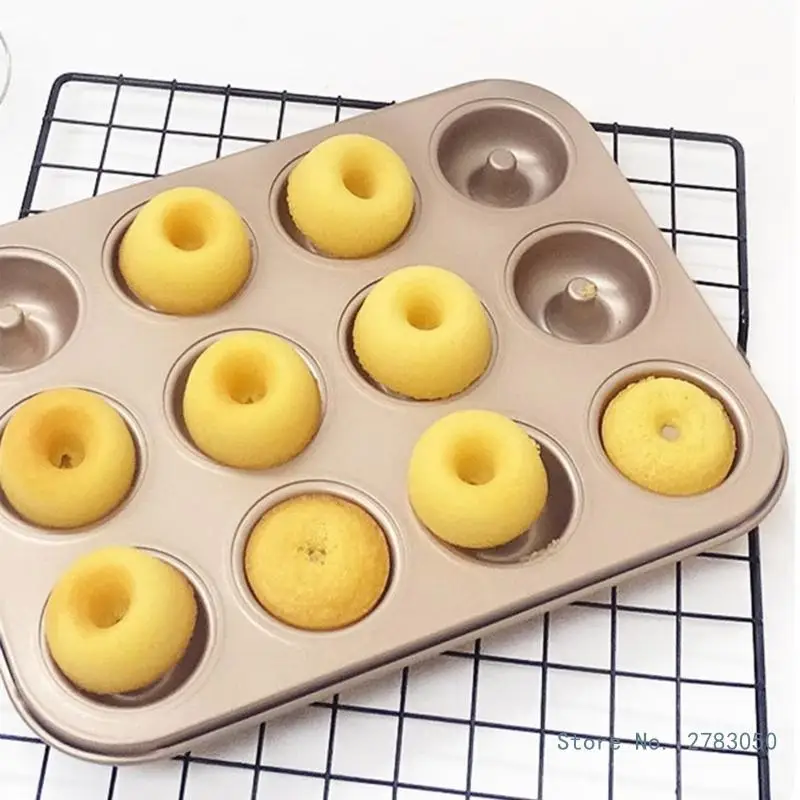 12/24 Cavity Doughnuts Baking Pans Nonstick Cake Baking Pans Carbon Steel Mini Cake Mold Doughnuts Bakeware Tray