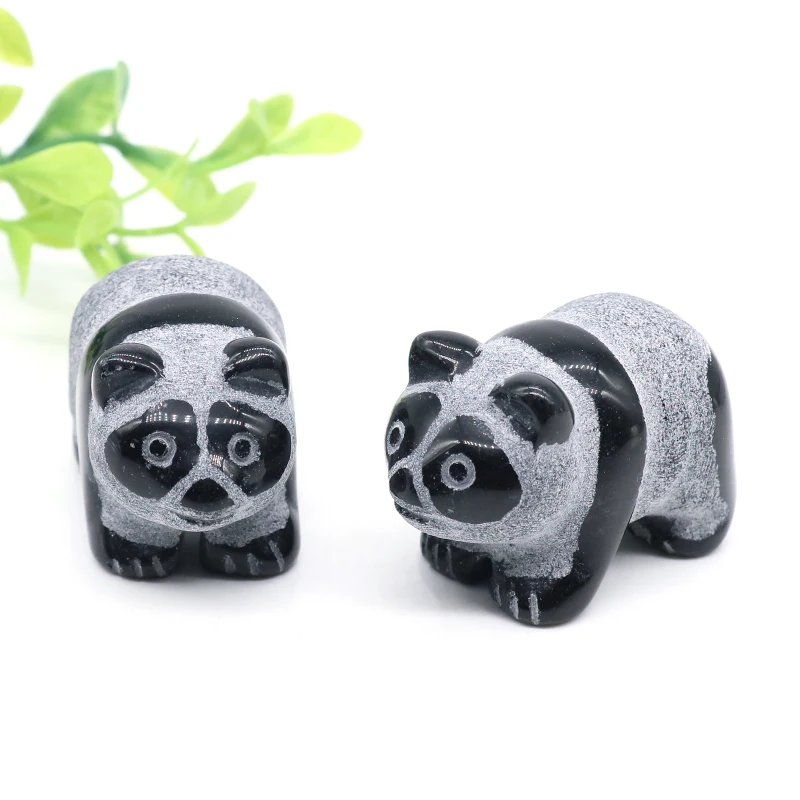 

1.5" Natural Stones And Crystals Carved Cute Panda Statue Animals Figurine Funny Chinese Bear Babies Garden Miniature Ornament