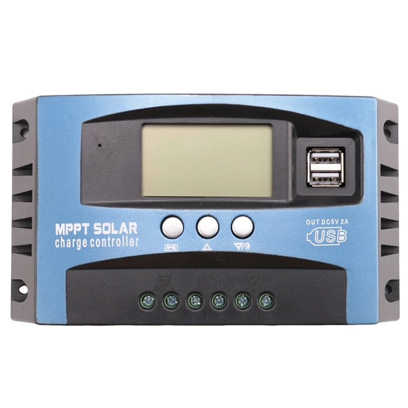 100A MPPT Solar Charge Controller Dual USB LCD Display 12V 24V Auto Solar Cell Panel Charger Regulator with Load