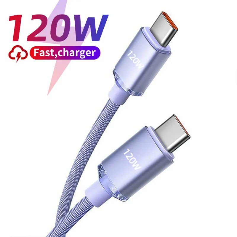 120W USB C to Type C Cable for iPhone 15 Pro Max PD Fast Charging USB-C Data Cord for Xiaomi 13 Oneplus POCO OPPO Samsung Redmi