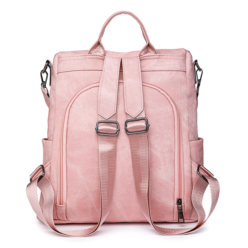 Anti theft Backpack Women Vintage PU Leather Backpack Student School Bags for Teenagers Girls Large Capacity Travel Backpack