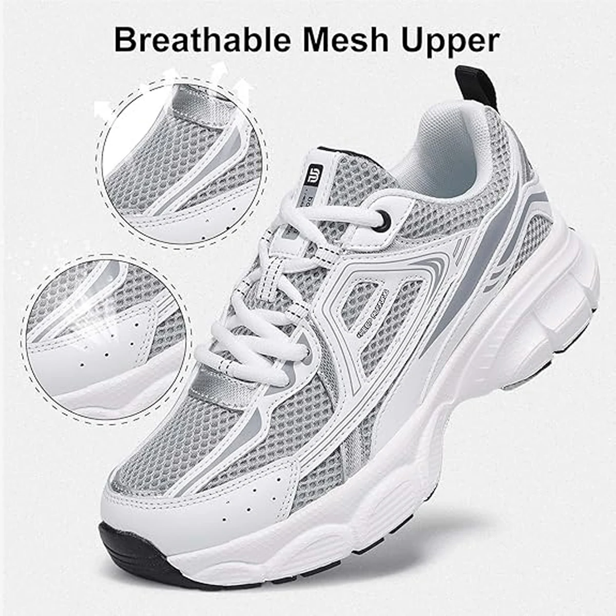 Baasploa Women Retro Running Shoes Outdoor Mesh Lace Up Jogging Sports Shoes Female Casual Lightweight Breathable Non-slip Shoes