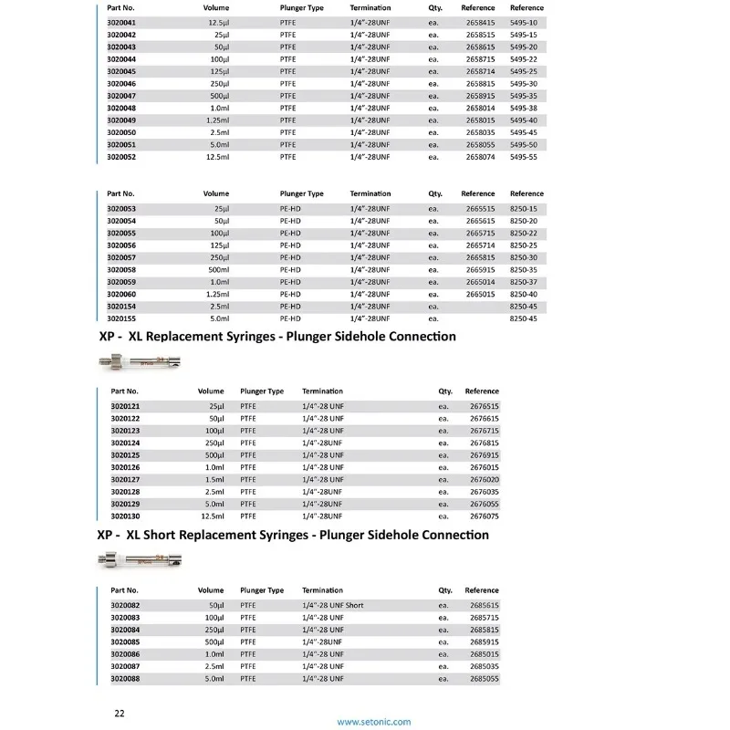 إبرة حقن لأخذ العينات الزجاجية من سلسلة SETonicXC/XP، تحل محل Tecan ILS