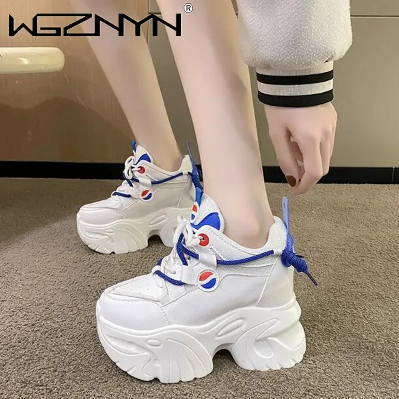 

Autumn Women Platform Sneakers Autumn Breathable Wedges Casual Shoes 11CM High Heels Thick Sole Sneakers Woman Deportivas Mujer