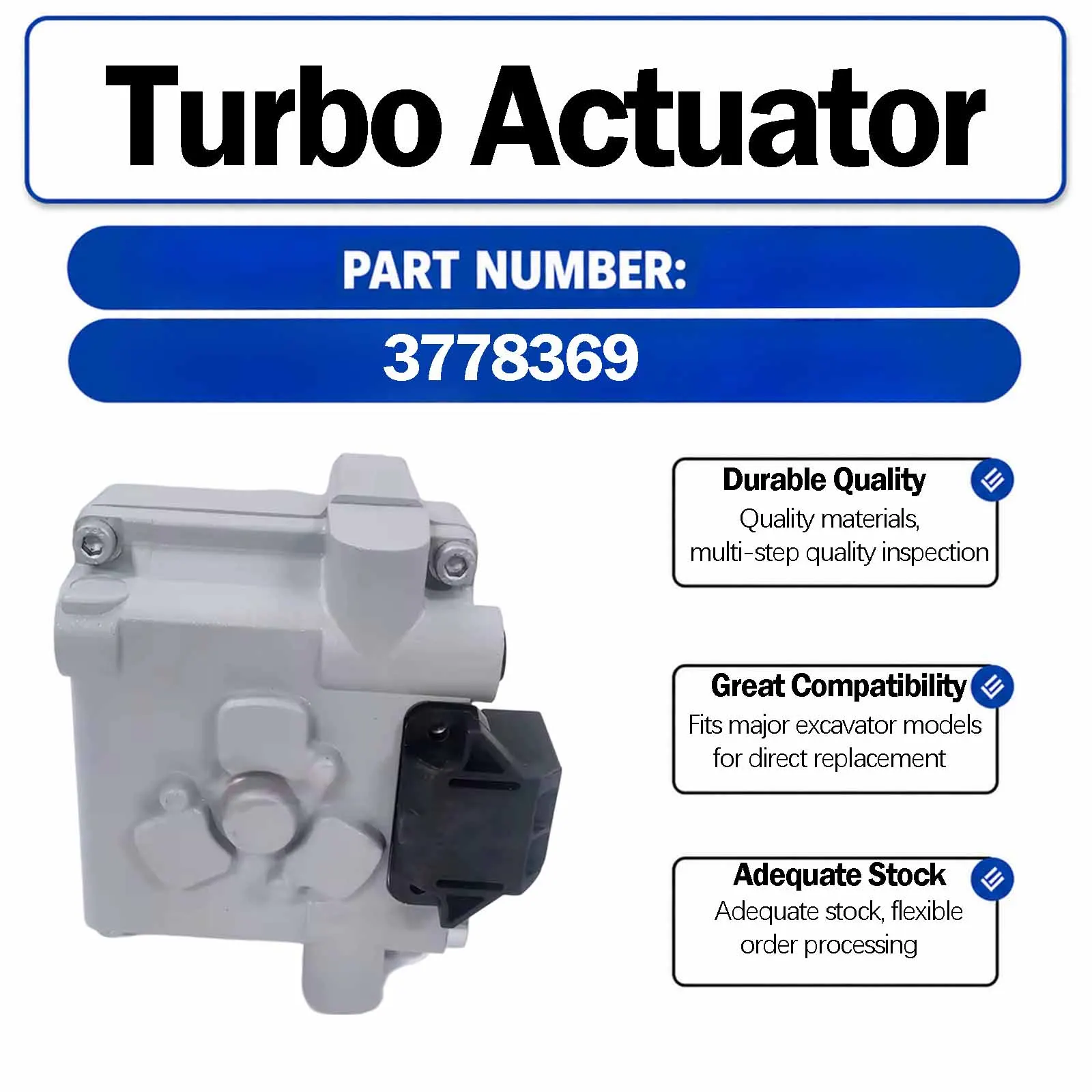 24V Turbo Eletronic Actuator 3778369 For Cummins ISF2.8 2.8L 87K CM2220, TC-5350968 TC-5326247 Diesel HE200 Series (With