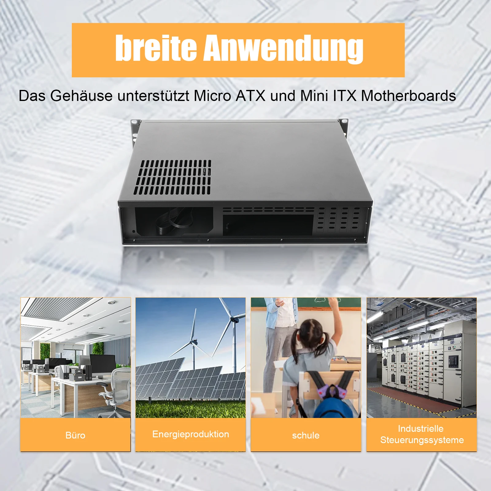 2U Rackmount-Servergehäuse mit geringer Tiefe, 350 mm tief, unterstützt Mini-ITX- und Micro-ATX-Motherboards mit ATX-Netzteil, ideal für Flightcases und mobile DJ-Systeme – Industrie-PC-Gehäuse