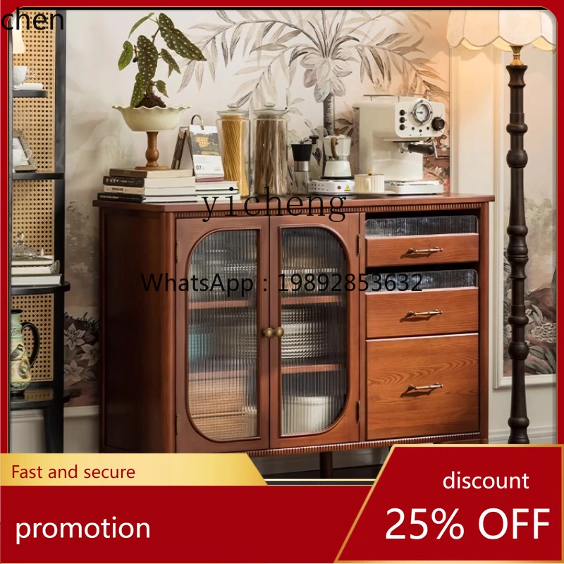 

HXL retro small apartment dining side living room tea cabinet locker solid cabinet tea bar machine