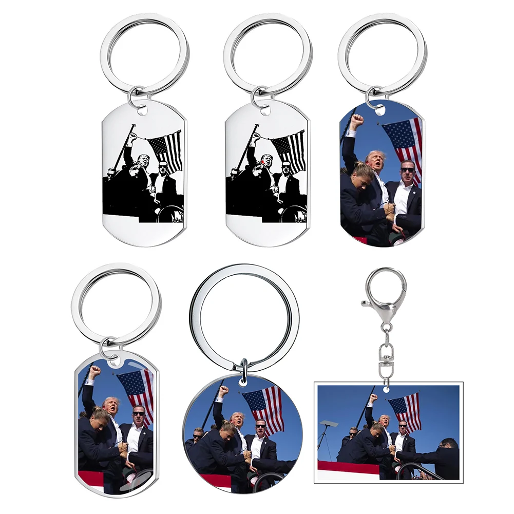 Trump America Keychain USA Freedom Trump Rally Shooter Keychain President Key Ring Trump Survived Keychain Gift for Friends