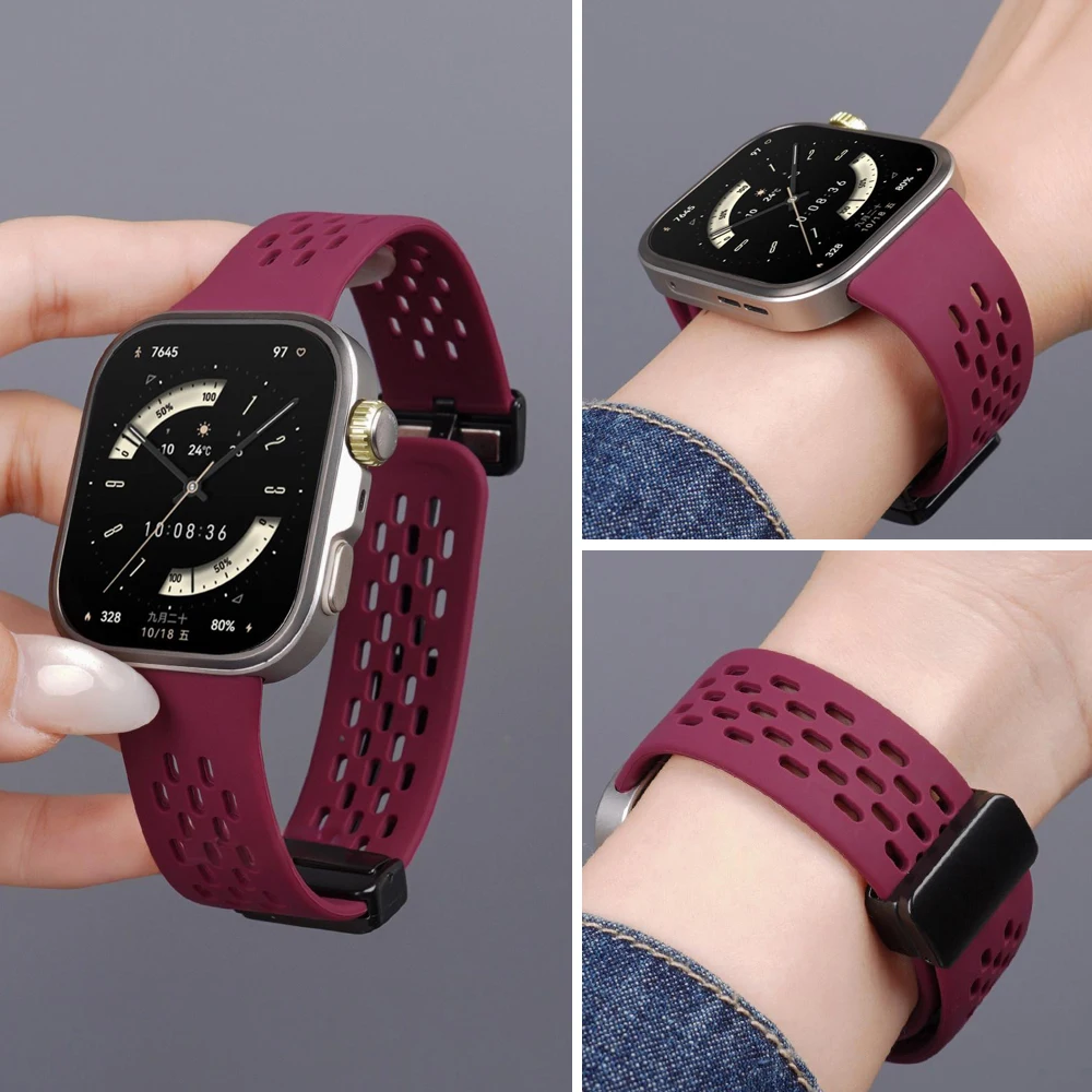 Breathable Silicone Strap for Huawei Watch Fit 3 4/4 5 Pro Comfortable Magnetic Bracelet Correa Huawei Watch Fit 4 5 Accessories