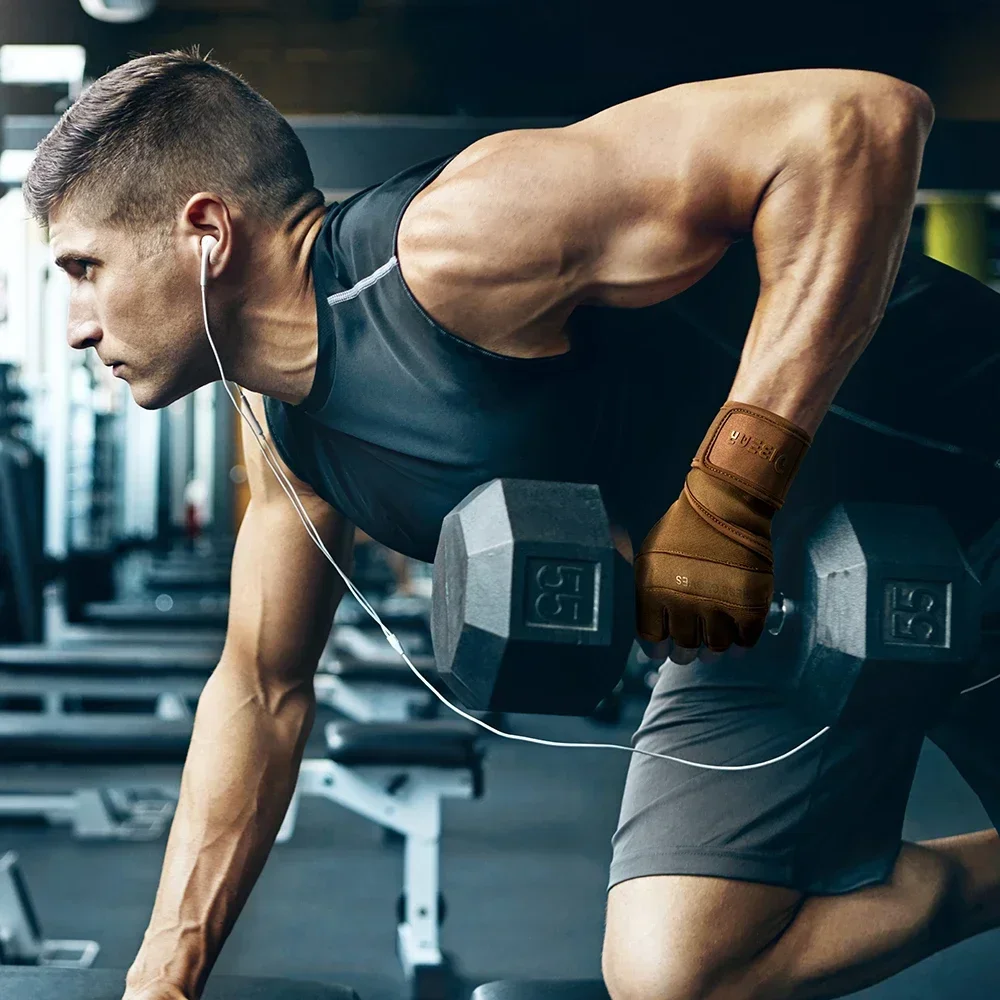 Nuevos guantes de gimnasio de medio dedo, guantes de entrenamiento con mancuernas para levantamiento de pesas, guantes de Fitness antideslizantes