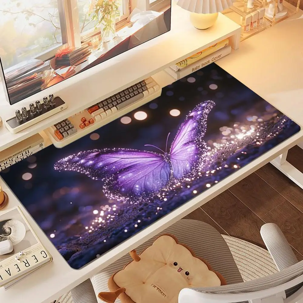 Mousepad Table Mat Purple Butterfly Playmat Anti Scratch Smooth Rubber Non Slip High Definition Anime Games Pads