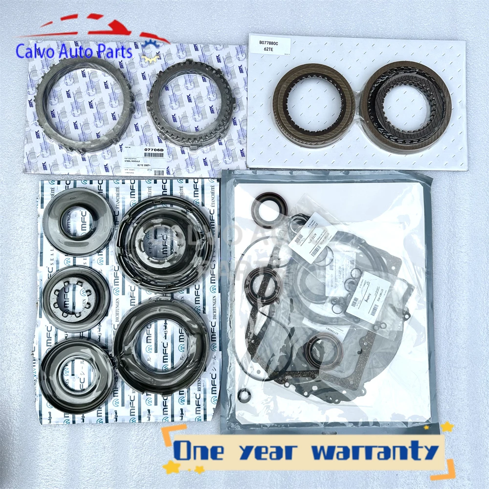 New 62TE complete transmission repair kit, replacement parts, aluminum drum seals, friction plates, steel plates, piston rings