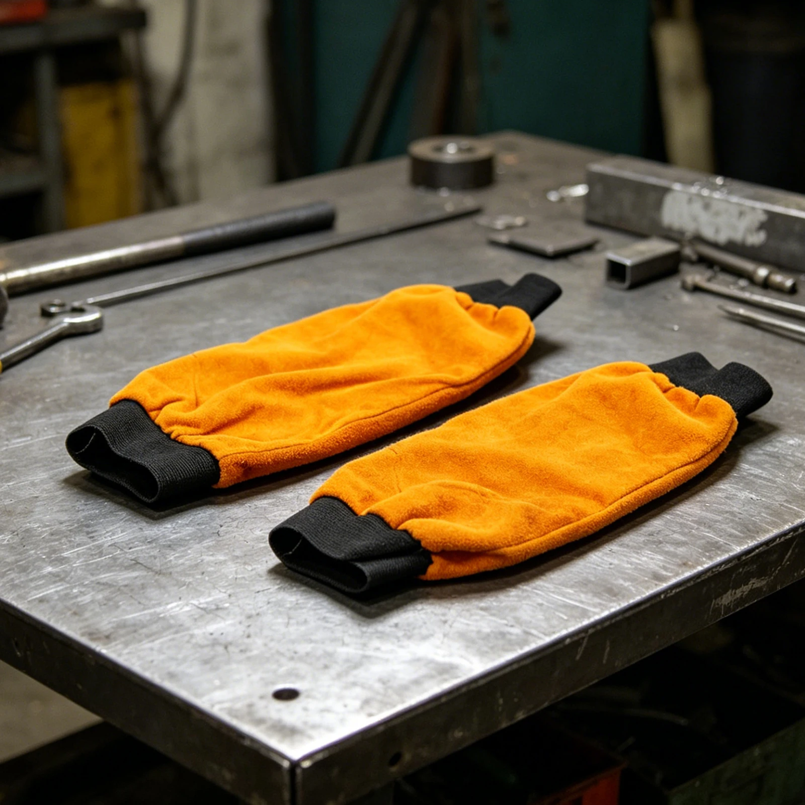 1 pair leather welding sleeves for electric welding gas welding and cutting with elastic cuffs and extended arm coverage
