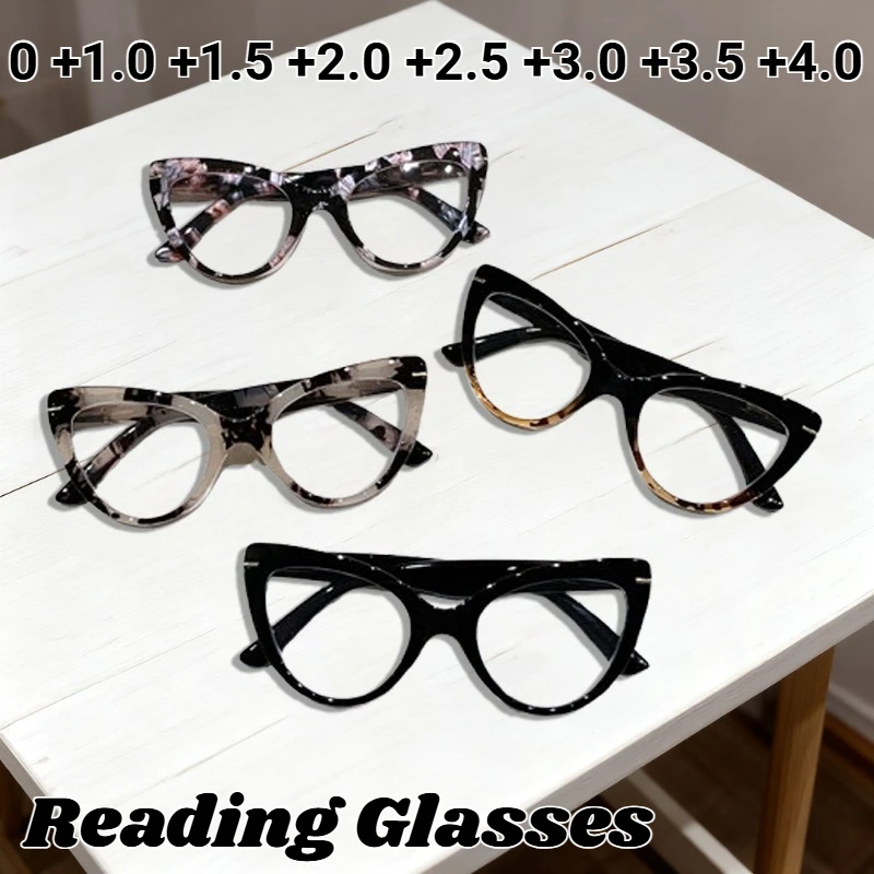 

New Retro Cat-Eye Anti Blue Light Presbyopia Glasses High-Definition Comfortable Reading Eyewear with Plus Diopters 0 To +4.0