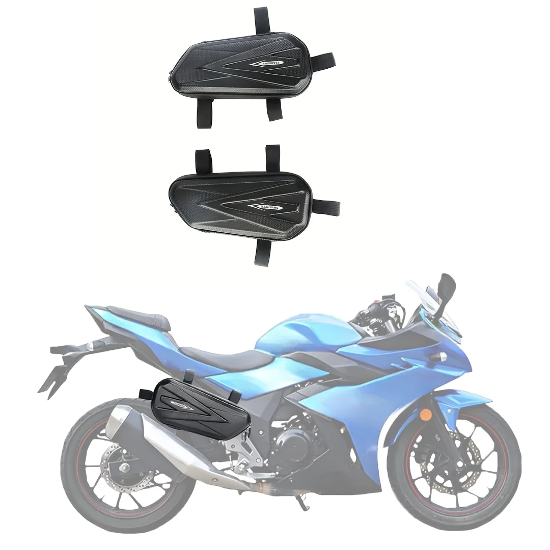

Пара боковых сумок для мотоциклетных кофров, две жесткие подвесные сумки для мотоцикла, по одной на каждую сторону, с двойной молнией, боковые сумки для инструментов, встроенные сетчатые карманы для организации вещей, подходят для различных диаметров труб