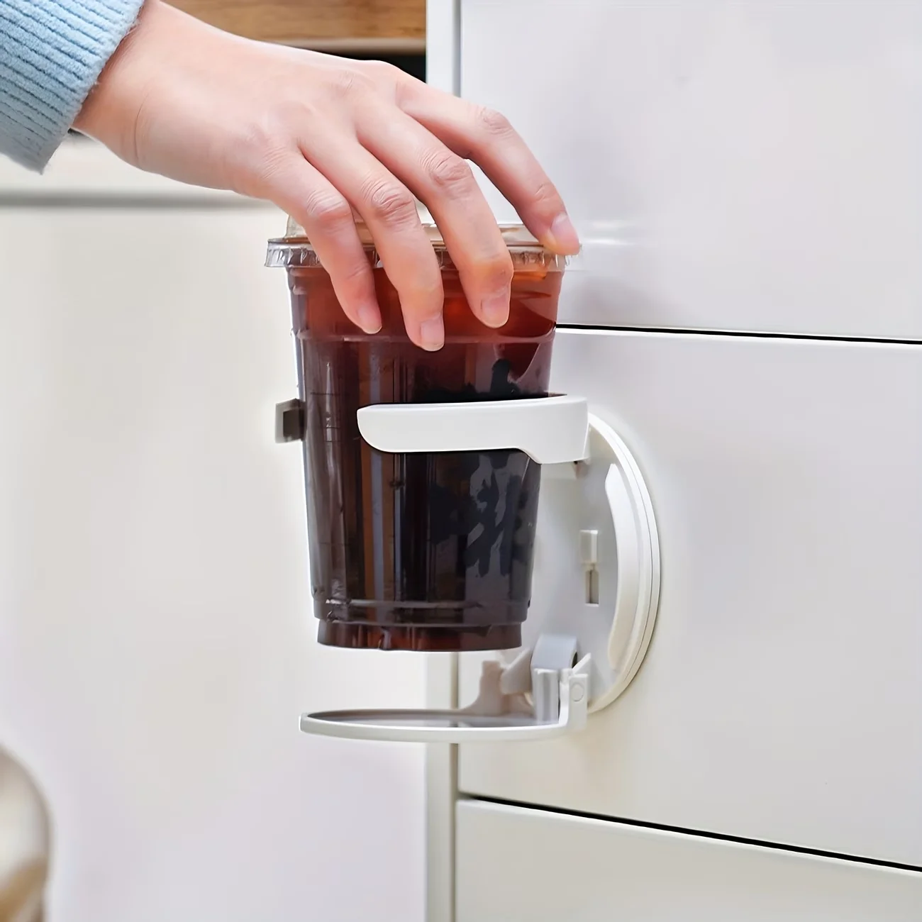 White ABS Plastic Folding Cup Holder, Adjustable Arm Design, Detachable & Easy to Clean, Ideal for Home, Office, Dormitory, Boat