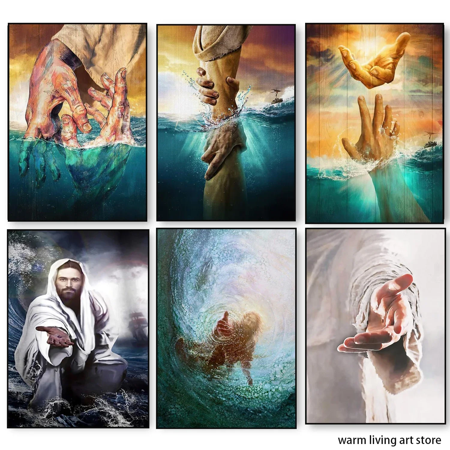 The Hand of God Jesus Silk Painting Christian Jesus Give Me Your Hand Posters Prints Wall Art Pictures Home Decor Cuadros