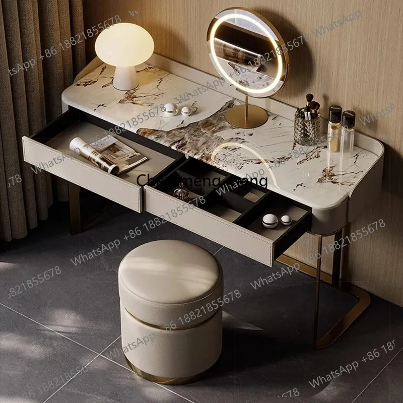 

E136 Туалетный столик с зеркалом, роскошный белый, с выдвижными ящиками для хранения, деревянный, в стиле постмодерн, для косметики