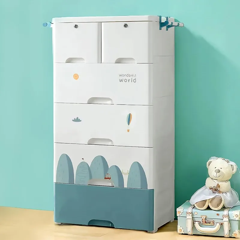 

Dresser for Kids Bedroom,with 6 Drawers - Thickened Plastic, Self-Assembling Children's Wardrobes with 4 Wheels