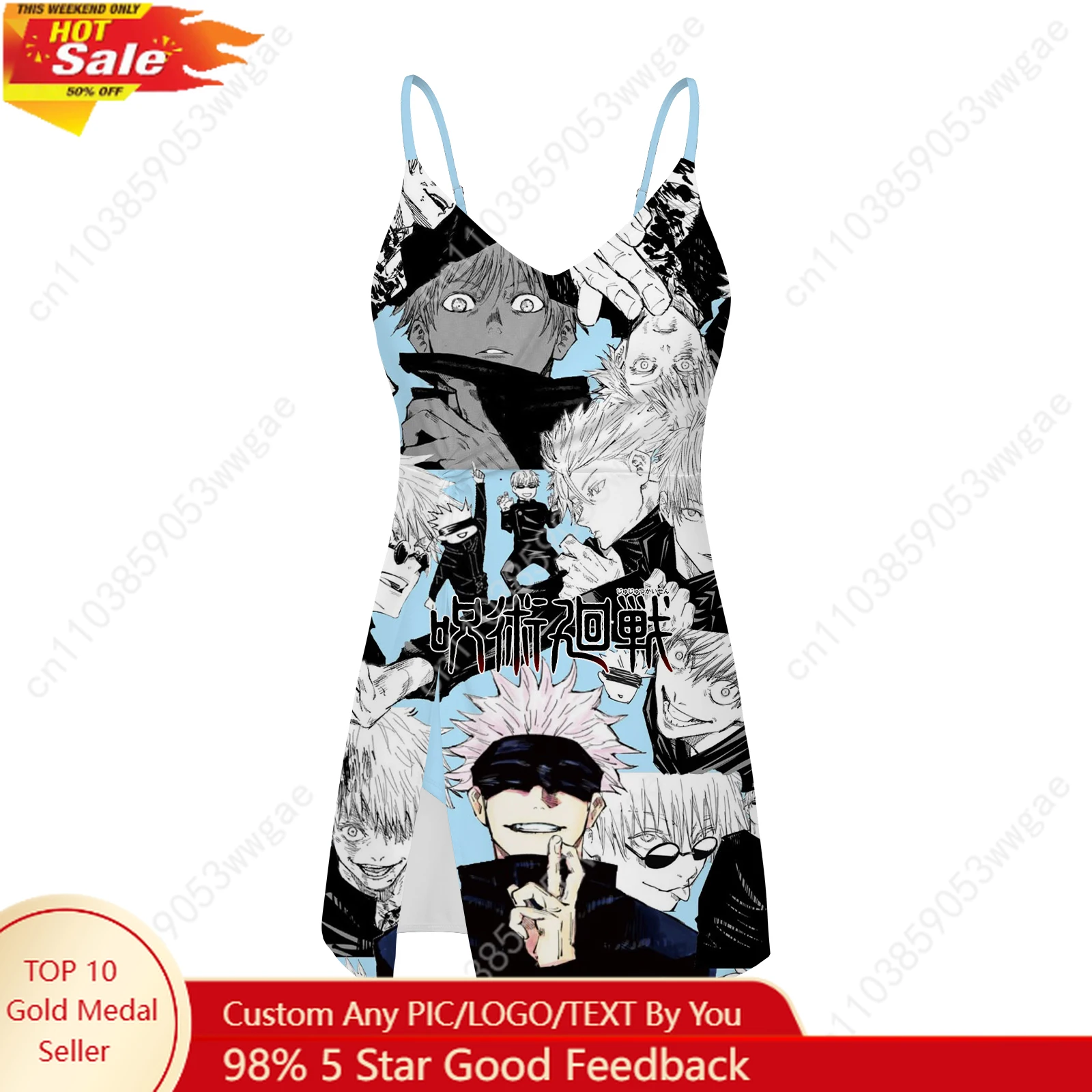 

Gojo Sling Dress Swimsuit Womens Bathing Suits Personalized Fashion Swimwear Pool Party Beach Bikini Anime Custom Made Beachwear