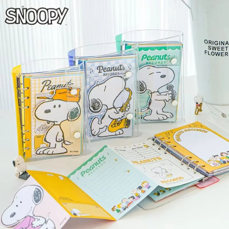 Anime Snoopy Concert Series A6 Folding Loose-Leaf Cartoon Student Portable Color Multi-Function Notebook Stationery Gift