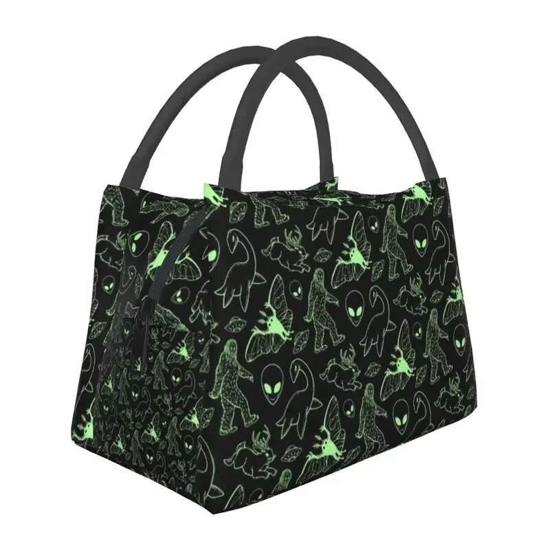 

Alien Cryptid Pattern Insulated Lunch Tote Bag for Women Monster Portable Cooler Thermal Bento Box Outdoor Camping Travel