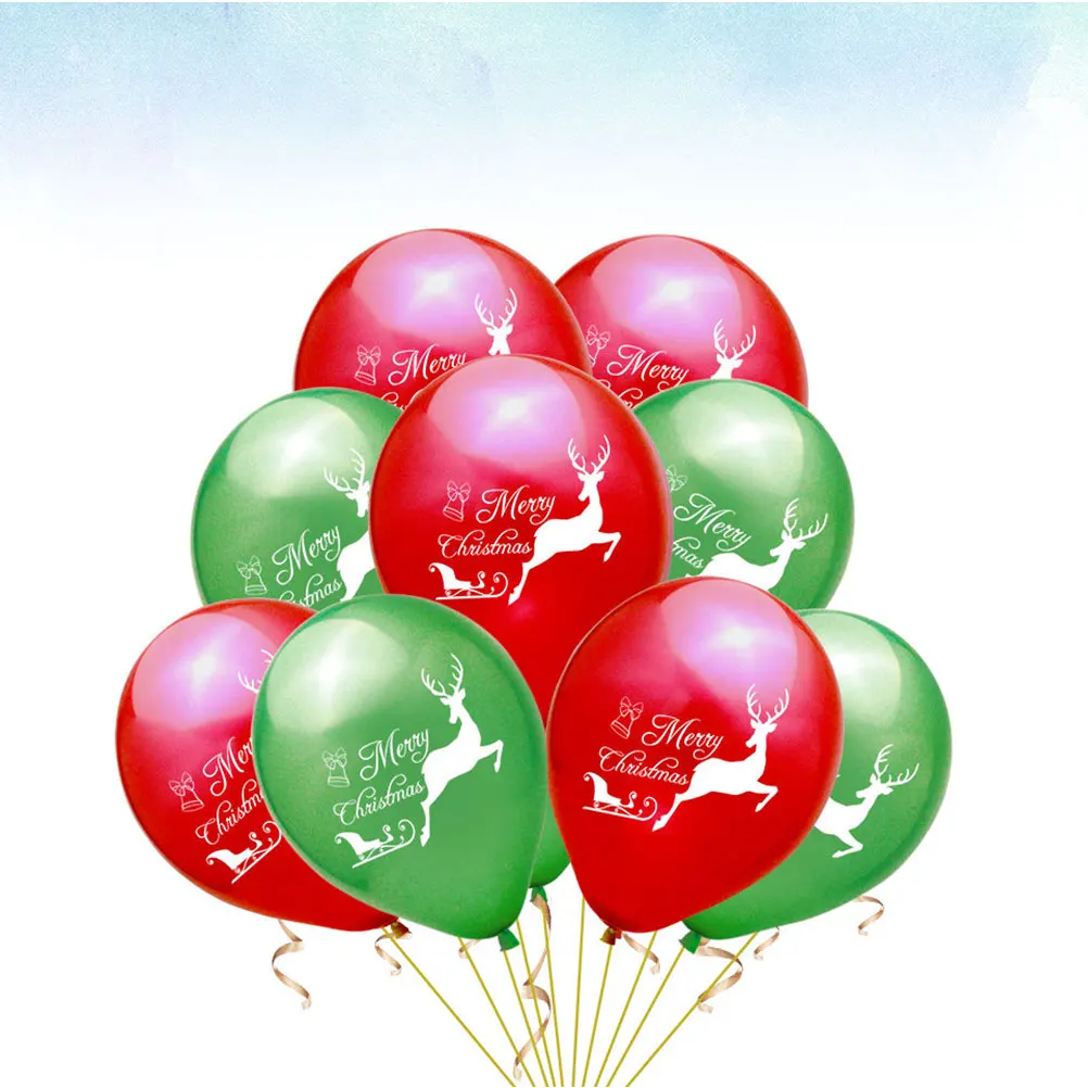 

24pcs 12 Inches Elk Letter Pattern Christmas Balloons Party Decorations Premium Latex Balloon Red Green Set No Ribbon Reusable