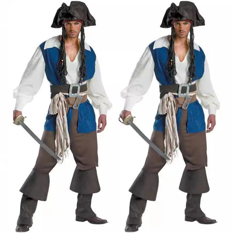 Loween Game orm – Costume de Pirate des caraïbes pour hommes, capitaine marin, Costume de plang de rôle, KTV Dr, matériau PU