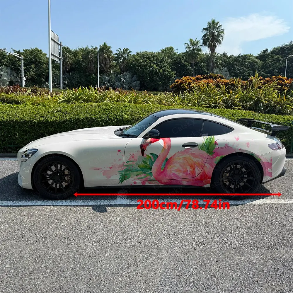 Flamingo Car Side Wraps, Self-Adhesive PVC Waterproof & Scratch-Resistant Stickers, Car Accessory Gift