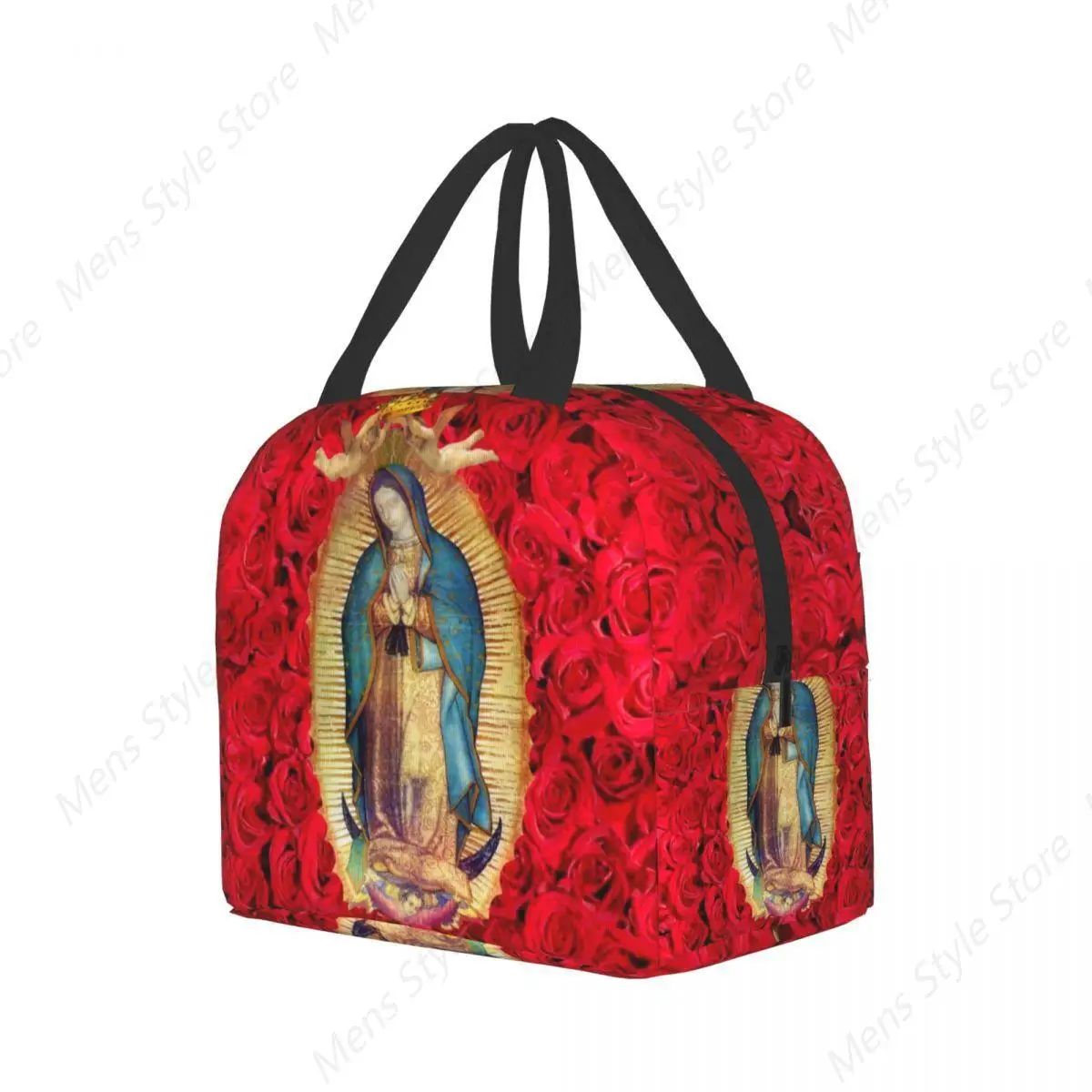 Guadalupe Virgin Mary Thermal Insulated Lunch Bag Catholic Resuable Lunch Tote for Kids School Children Multifunction Food Box