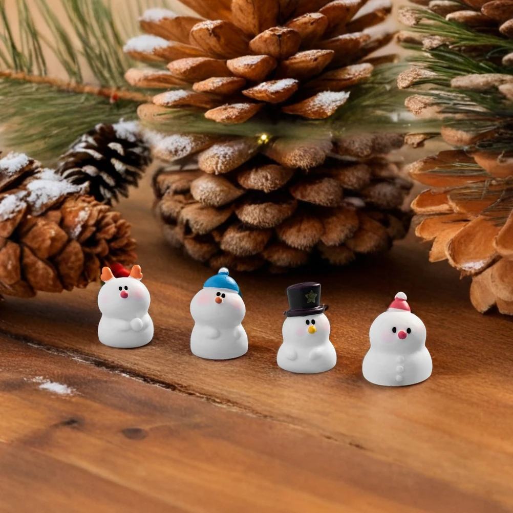 

16pcs Christmas Mini Snowman Figurines Resin Xmas Decorations Fairy Garden Ornaments Miniature Scene Props Micro