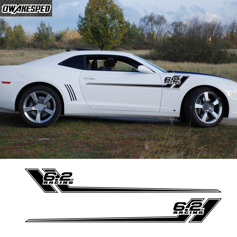 2 Pcs For Chevrolet Camaro 2010-2022 SS LT RS LS ZL1 Door Side Upper Stripe Sticker 6.2 Racing Waist Line Body Decal Accessories