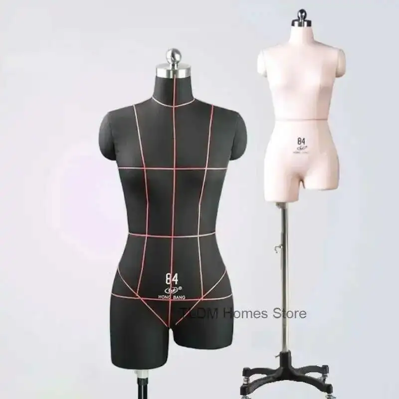 

Professional Sewing Level Cotton Mannequin PVC Cover Body Can Be Pined Half-body Woman Dressmaker Mannequins Matel Base