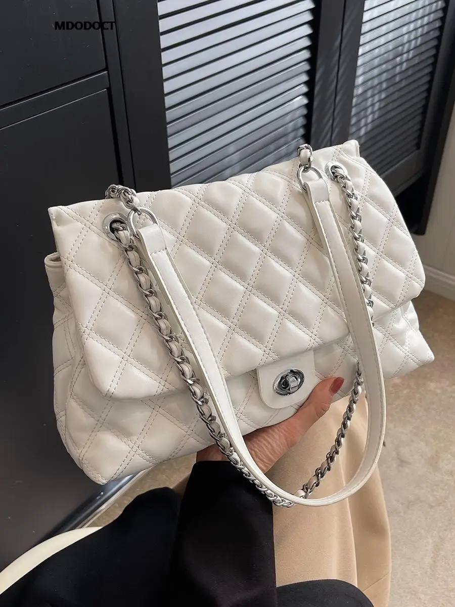 Diamond Lattice Chain Large Capacity Women Shoulder Bags New Luxury Design Classic Crossbody Summer Vintage Simple Style Handbag