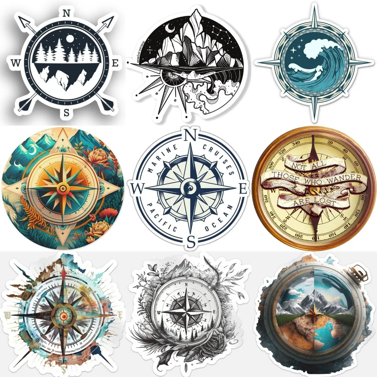 

Compass Adventure Sticker for Motorcycle Accessories Wall Rooms Bicycle Van Truck Window Helmet Off Road Decals Customizable
