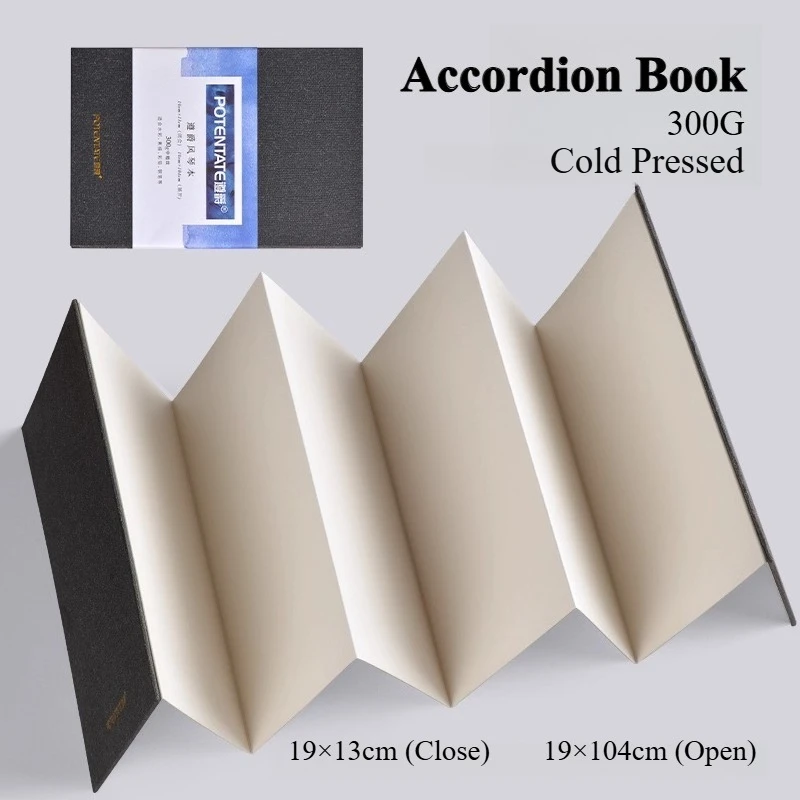 POTENTATE Organ Notebook Cotton Wood Watercolor Notebook 300g Fabric Hand Booklet Folding Bold Pattern Hand Drawing Notebook