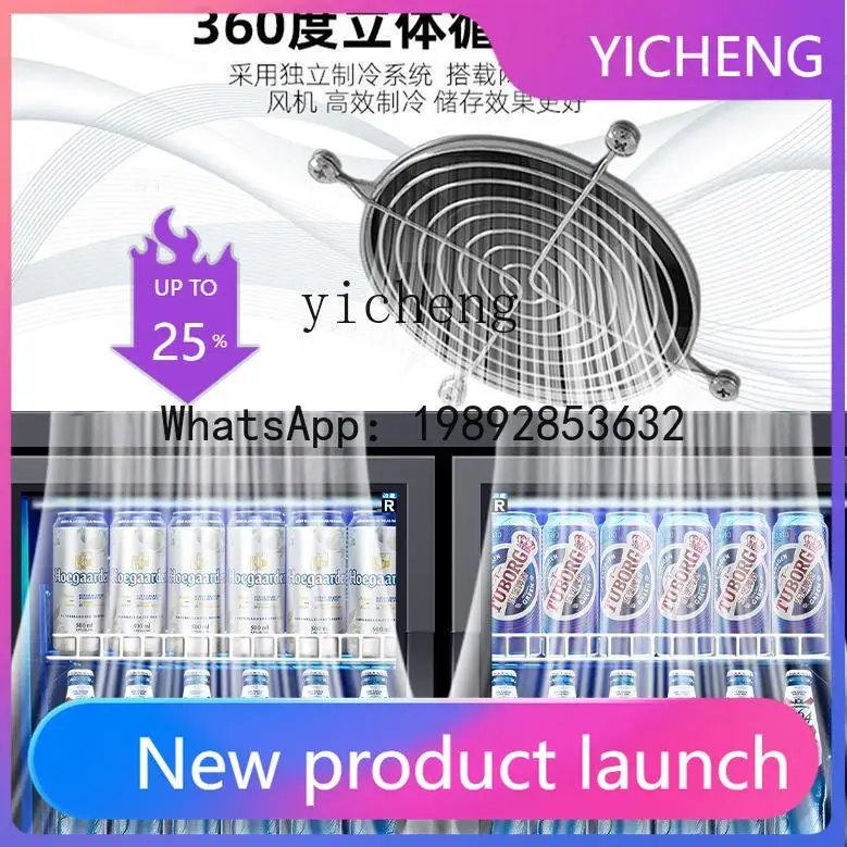 commercial bar counter beer refrigerator three sliding doors beverage refrigerated display cabinet fresh-keeping refrigerator