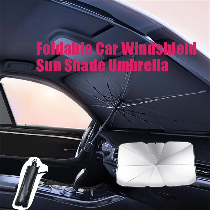 Front Glass Sun Parasol Equipped Handle Grip High Density Reflective Fabric Total Solar Heat Insulation Anti Aging Upholstery