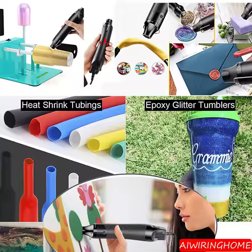 300W Electrical Mini Heat Gun Handheld Hot Air Gun with 300PCS Heat Shrink Butt for DIY Craft Embossing Shrink Wrapping PVC - Image 2