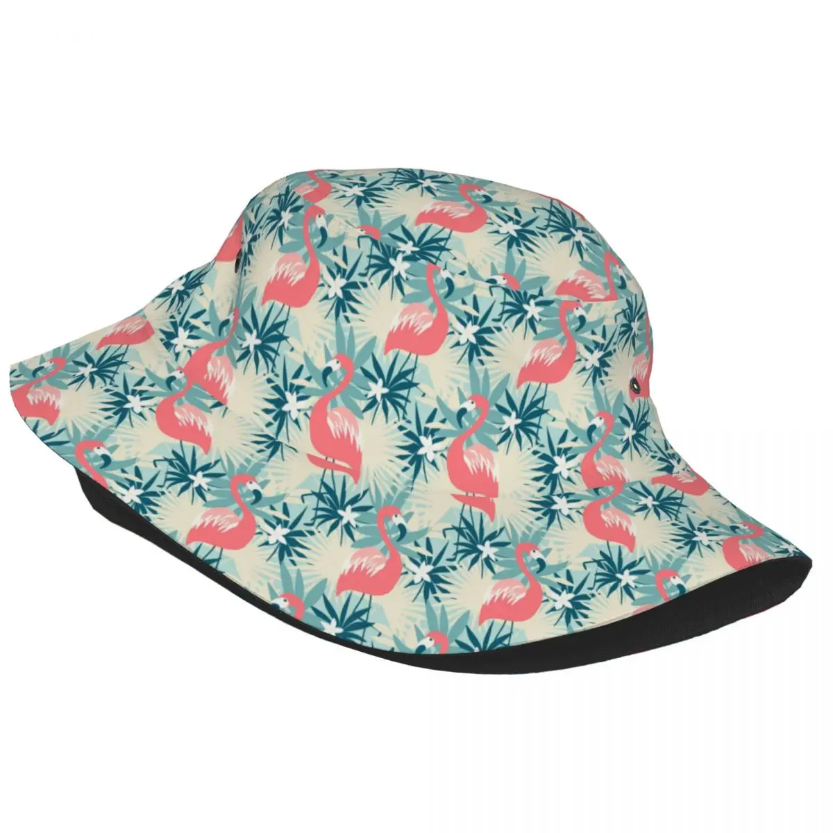 Flamingo Tropical Plants Bucket Hat Men Women Unisex Trendy Summer Fisherman Cap