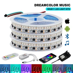 WS2811 Dream Color LED Strip Light Bluetooth 12V 24V 5050 RGB 120/168/180LED Elastyczny adresowalny piksel LED Tape TV Backlight 5M