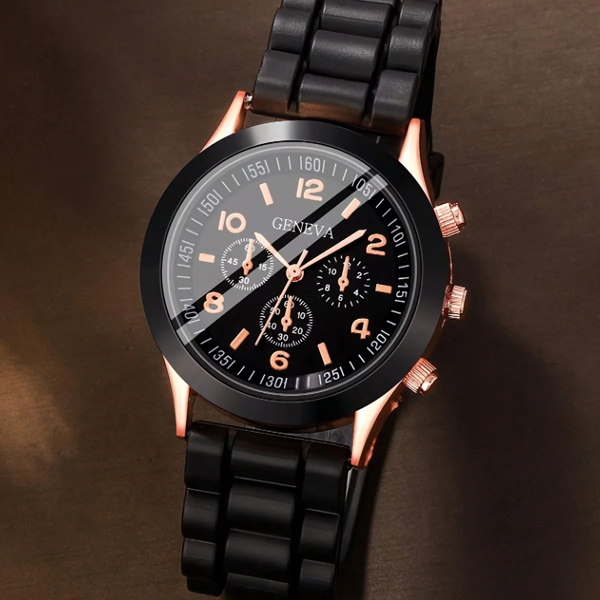 Reloj de pulsera de cuarzo de moda y conjunto de joyería de corazón: banda de silicona, esfera redonda digital, pantalla de puntero,