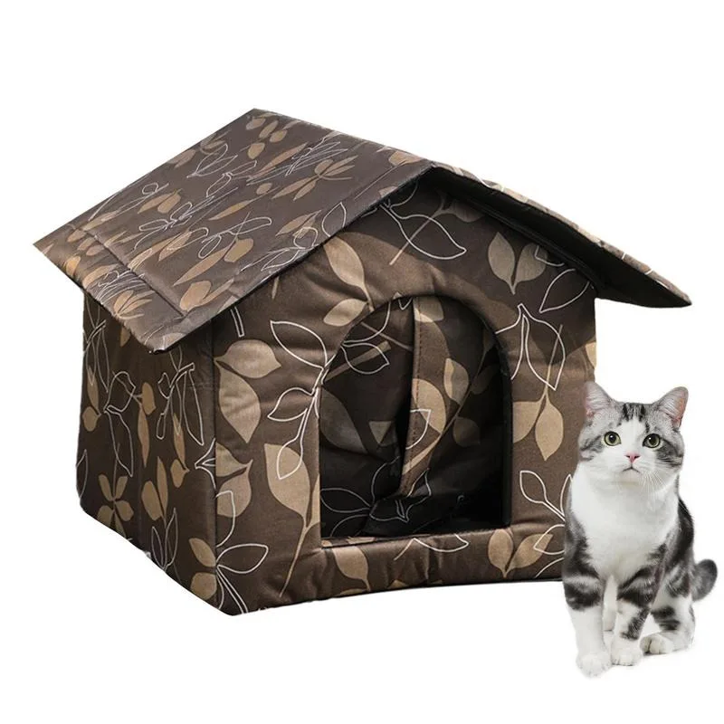 Pet House Outdoor Stray Cat Shelter Oxford Cloth Waterproof Cat Bed Deep Sleep House Stray Dog Winter Garden Puppy Kitten Cave