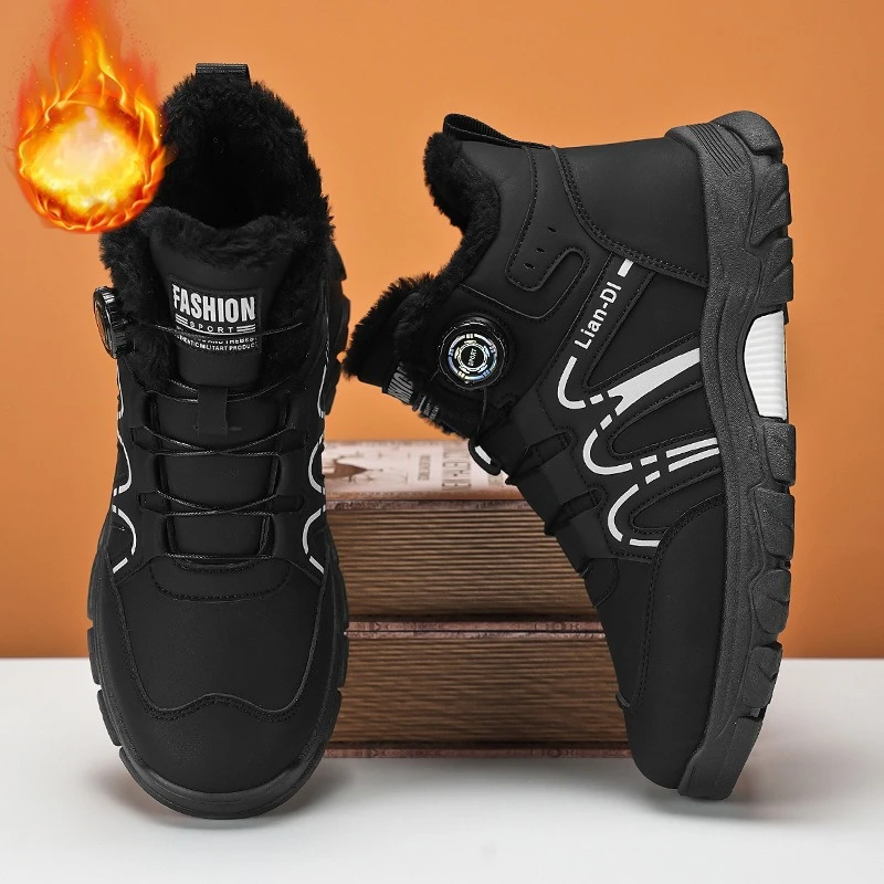 Neuer Winterstil mit Plüsch- und verdickten High-Top-Baumwollschuhen für Herren, vielseitige warme Herren-Schneestiefel