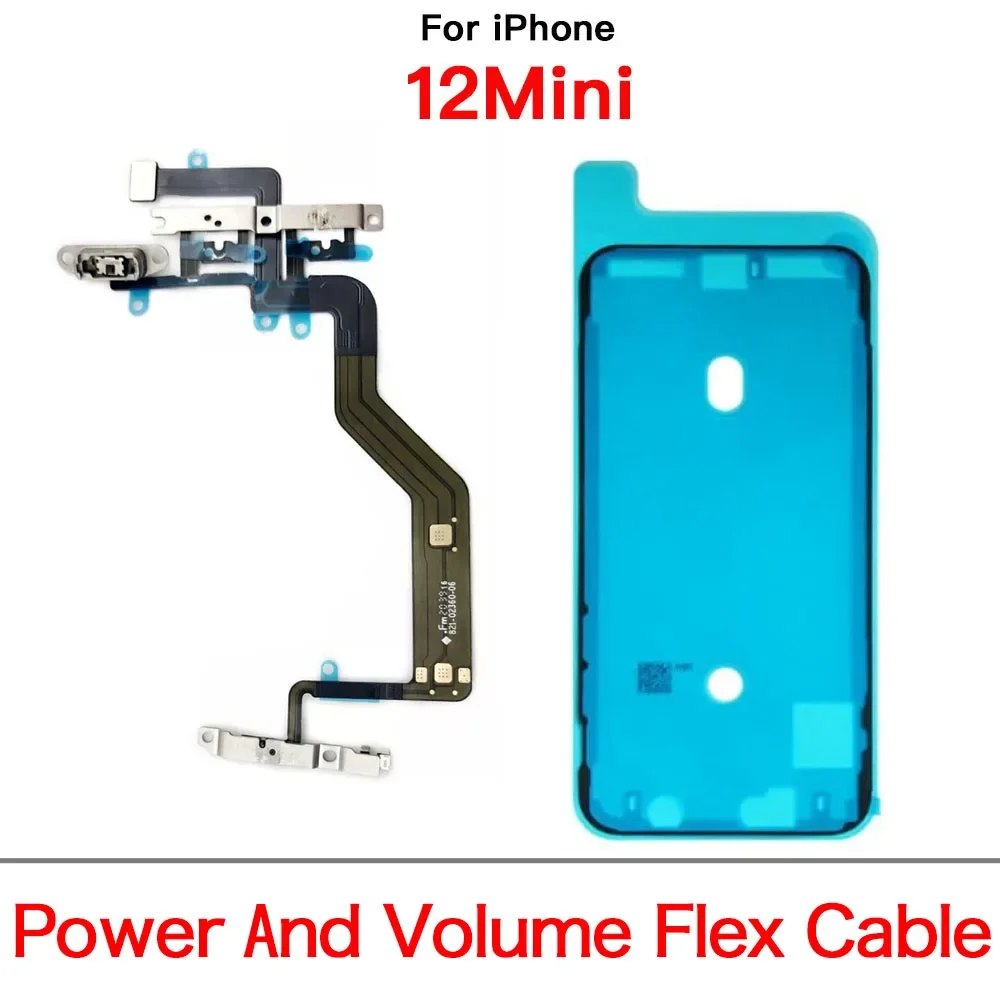 MNAZ Power Volume Button Flex Cable Replacement for IPhone 12 Mini Pro Max Include Bracket and Waterproof Tape*