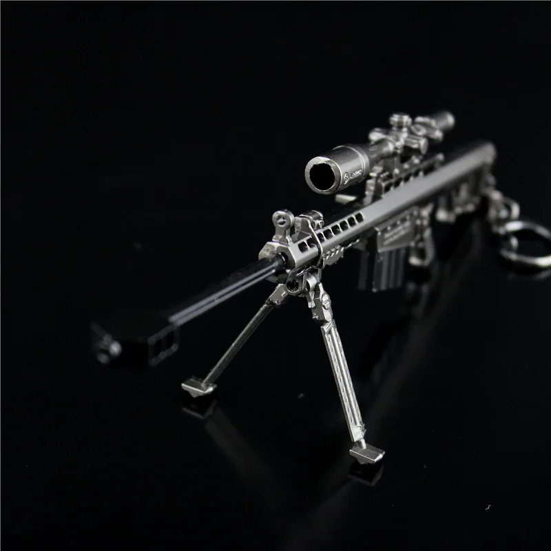 Hoge Kwaliteit Metalen Pistool Model 18Cm Barrett M82a1 Pubg Sleutelhanger Akm Qbz95 Awm 98K Legering Wapen Licht Sleutelhanger Verjaardagscadeaus Speelgoed