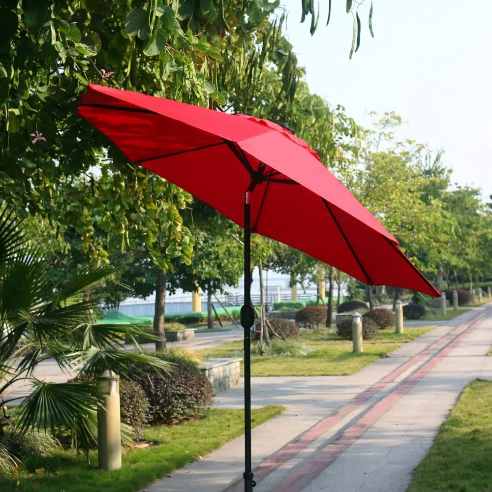 Sunnyglade 9 'Patio Paraplu Buiten Tafelparaplu Met 8 Stevige Ribben