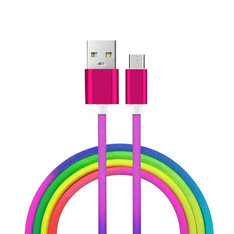 The new seven color gradient rainbow woven data cable is suitable for Xiaomi Huawei phones baseus